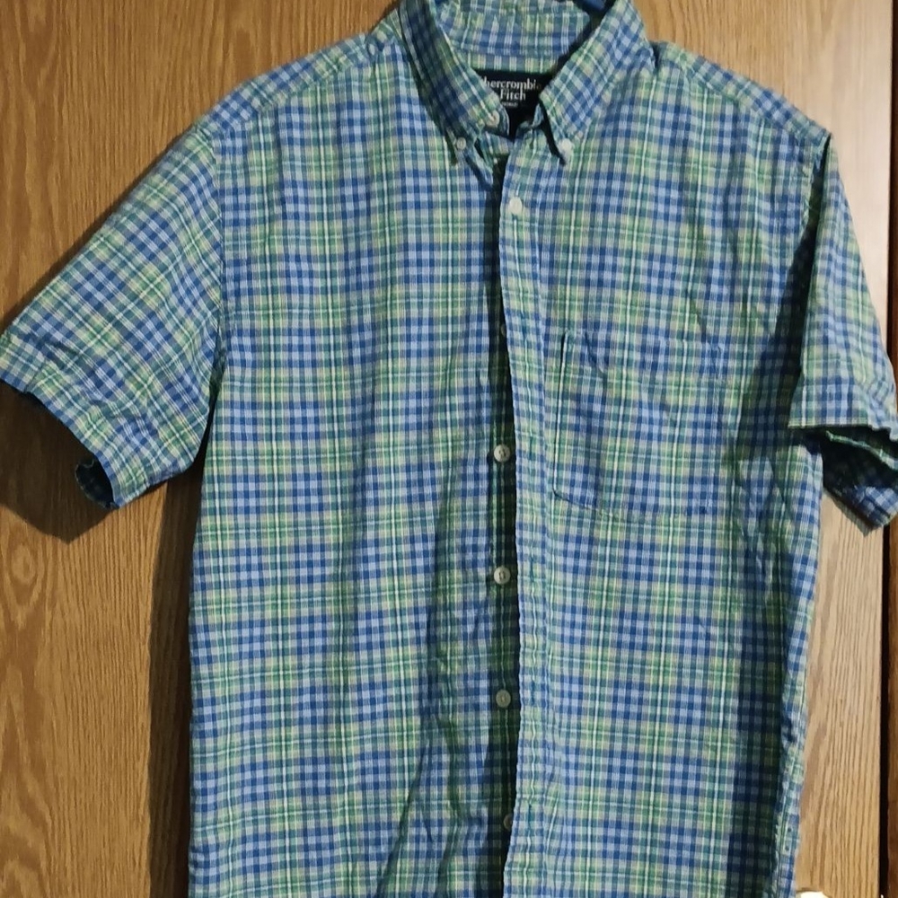 Abercrombie & Fitch Blue and Green Plaid Shirt